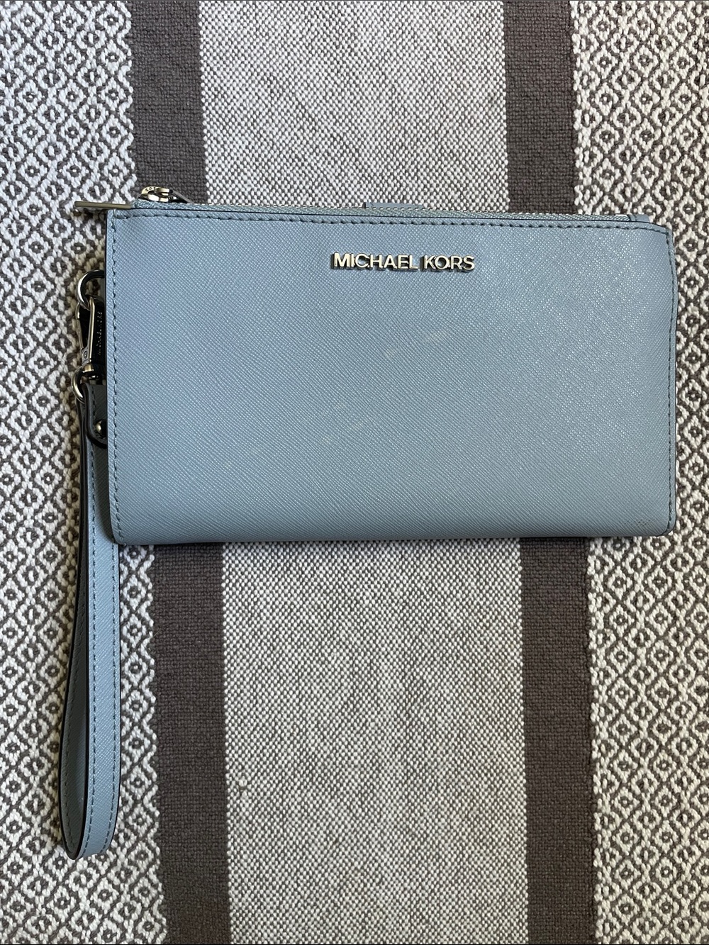 Michael Kors Sky Blue Saffiano Leather Wristlet Clutch